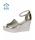 Zlaté jednoduché sandále na béžovej klinovej podošve DSA2403